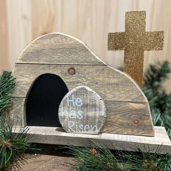 He Has Risen Wood Tomb Easter Decor Spring Home Decoration Sign Gift Keepsake - Picture 6 of 9